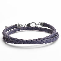 Deepwave - 4mm double layer Nappa leather bracelet in navy