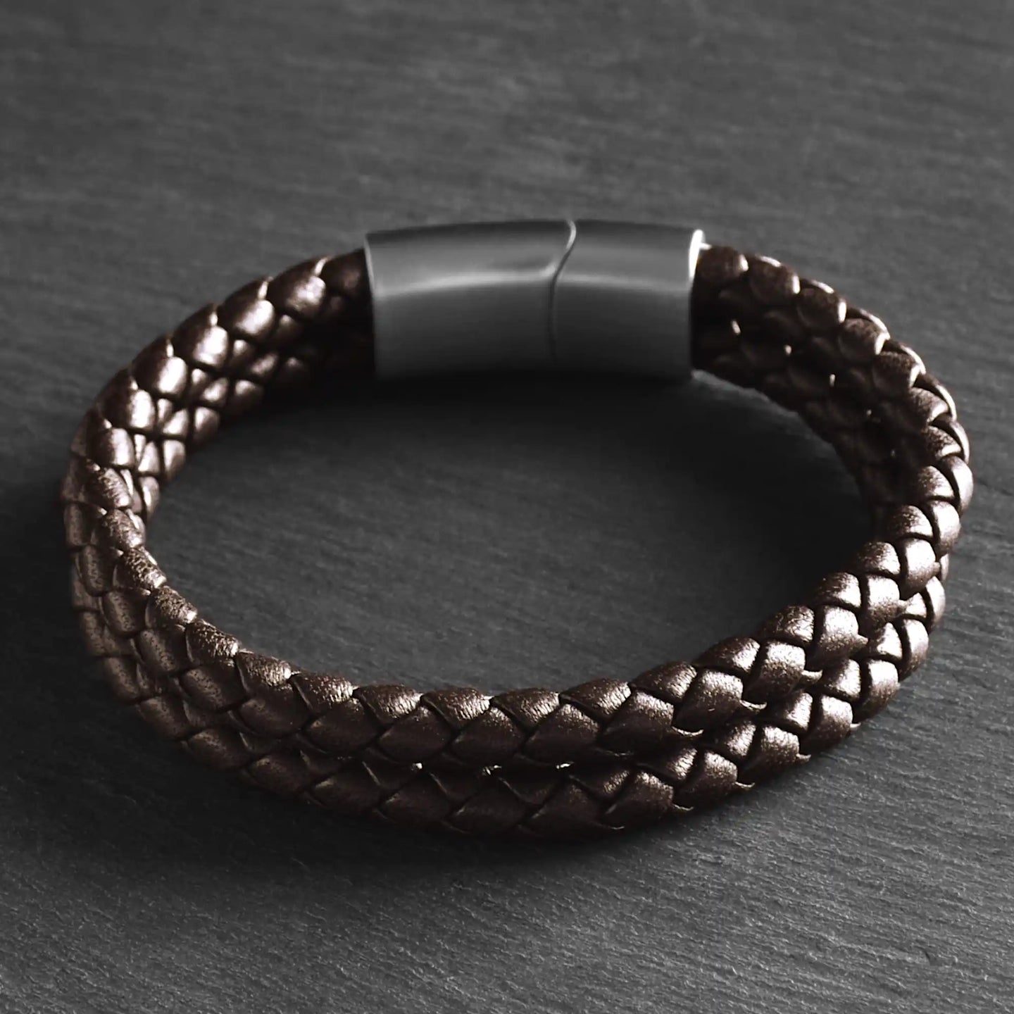 Adrian – 6mm Signature Double-Layer Nappa Leather Bracelet (Espresso Brown)