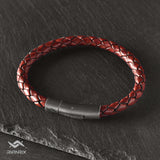Alex - 6mm bolo genuine leather bracelet in antique red