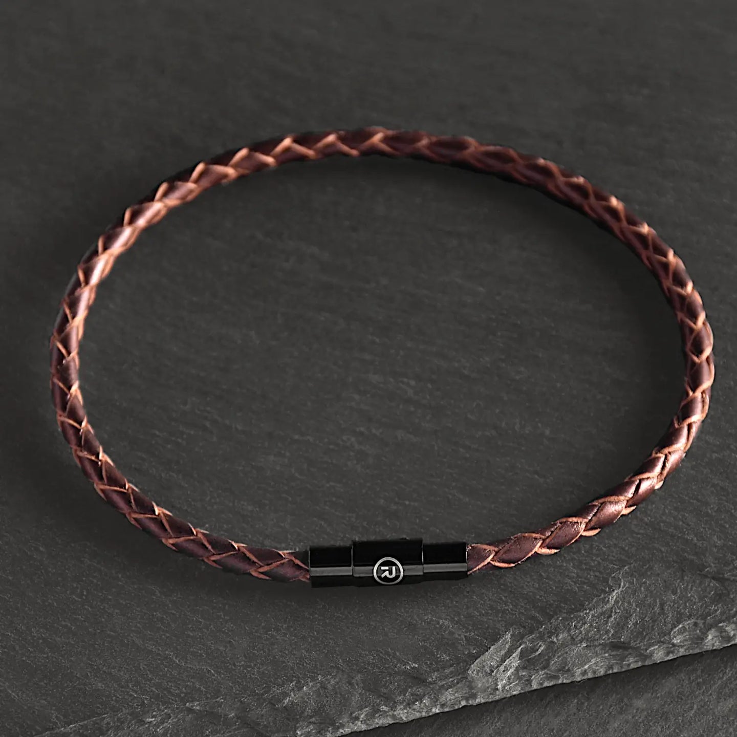 Arden - 3mm super soft genuine leather bracelet in chocolate metallic