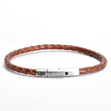 Arthur - 4mm bolo genuine leather bracelet in brown metallic
