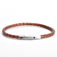 Arthur - 4mm bolo genuine leather bracelet in brown metallic