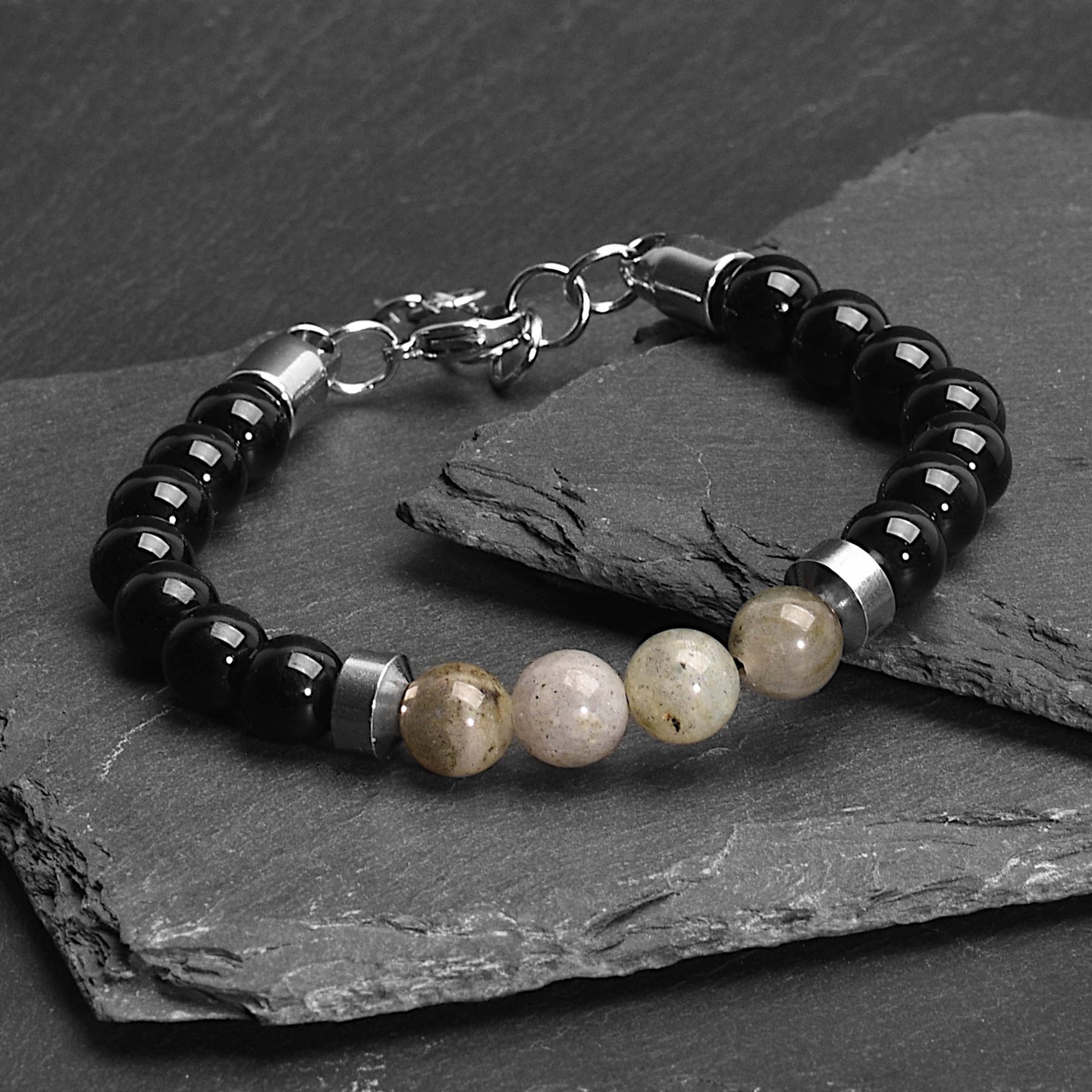 Atlas - Moonstone & Onyx Bead Bracelet