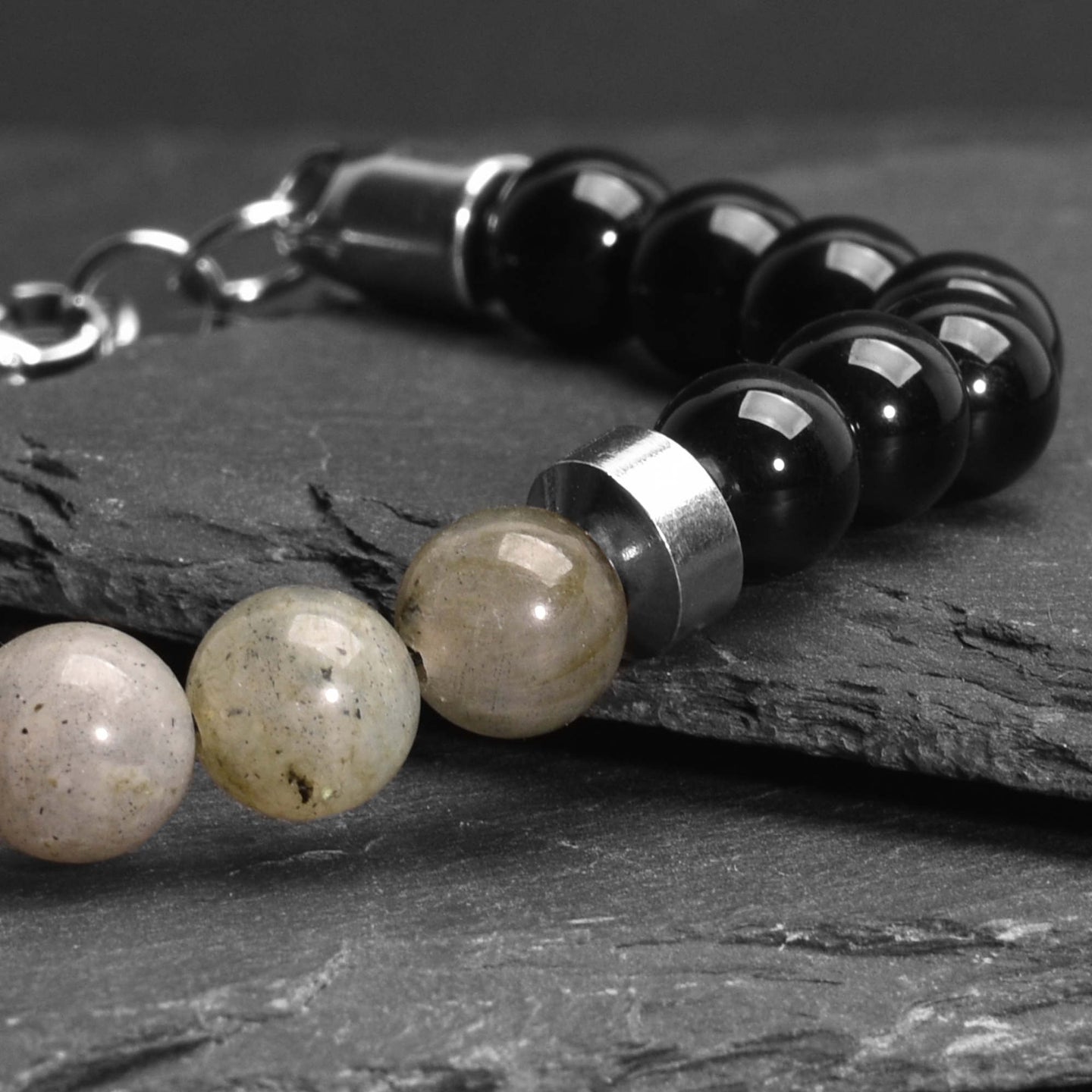 Atlas - Moonstone & Onyx Bead Bracelet