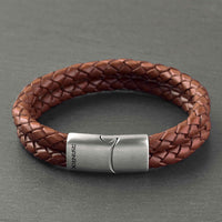 Beckett - 6mm Premium Double-Layer Leather Bracelet ( Saddle Brown )