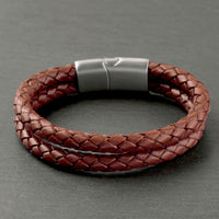Beckett - 6mm Premium Double-Layer Leather Bracelet ( Saddle Brown )