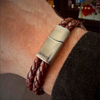 Beckett - 6mm Premium Double-Layer Leather Bracelet ( Saddle Brown )