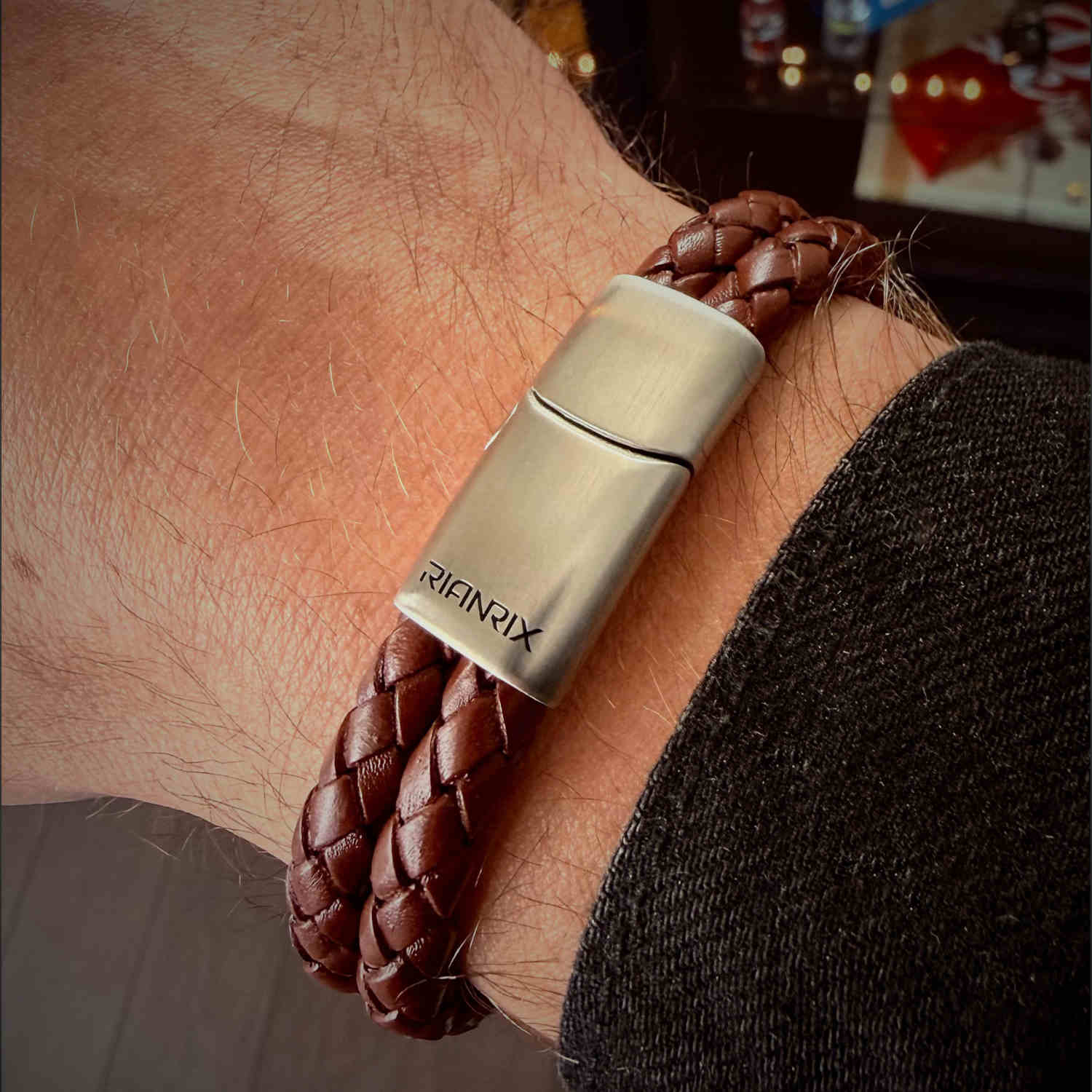 Beckett - 6mm Premium Double-Layer Leather Bracelet ( Saddle Brown )