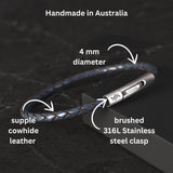 Ben - 4mm bolo genuine leather bracelet in dark blue