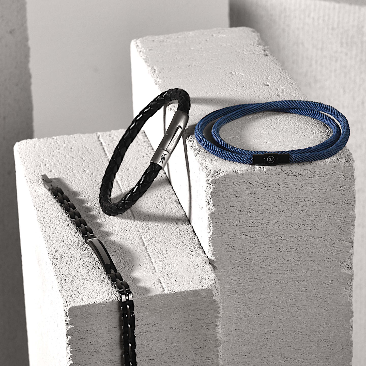 The Power Trio – Men’s Bracelet Bundle (Leather, Rope & Steel)