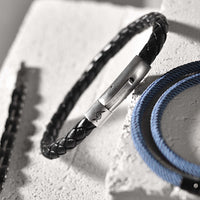 The Power Trio – Men’s Bracelet Bundle (Leather, Rope & Steel)