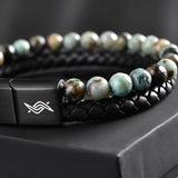 Caleb - Leather bracelet with African Turquoise stone