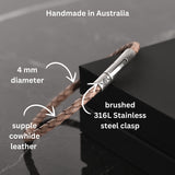 Charles - 4mm bolo genuine leather bracelet in antique grey