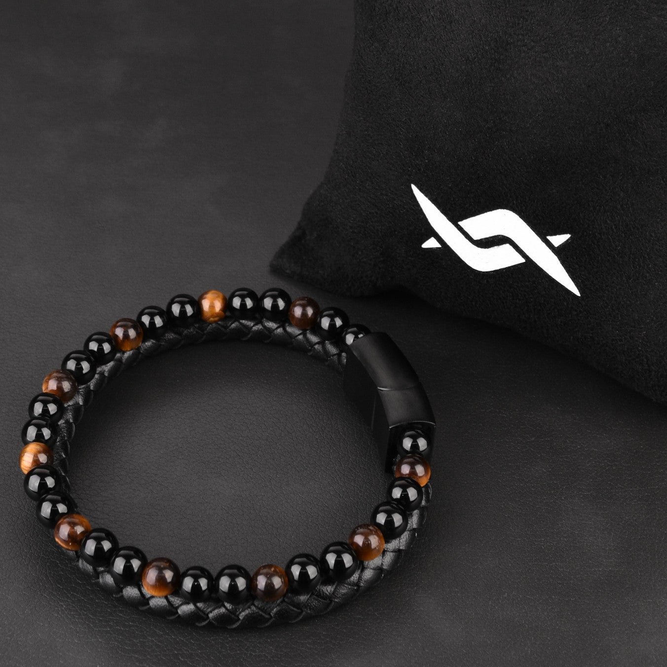 Daniel – Leather & Tiger-Eye Bracelet