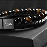 Daniel – Leather & Tiger-Eye Bracelet