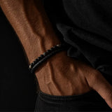 Dave - Leather bracelet with lava & spiderweb beads
