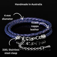 Deepwave - 4mm double layer Nappa leather bracelet in navy
