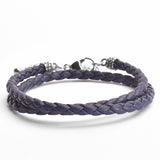 Deepwave - 4mm double layer Nappa leather bracelet in navy