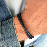 Deepwave - 4mm double layer Nappa leather bracelet in navy