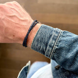 Deepwave - 4mm double layer Nappa leather bracelet in navy