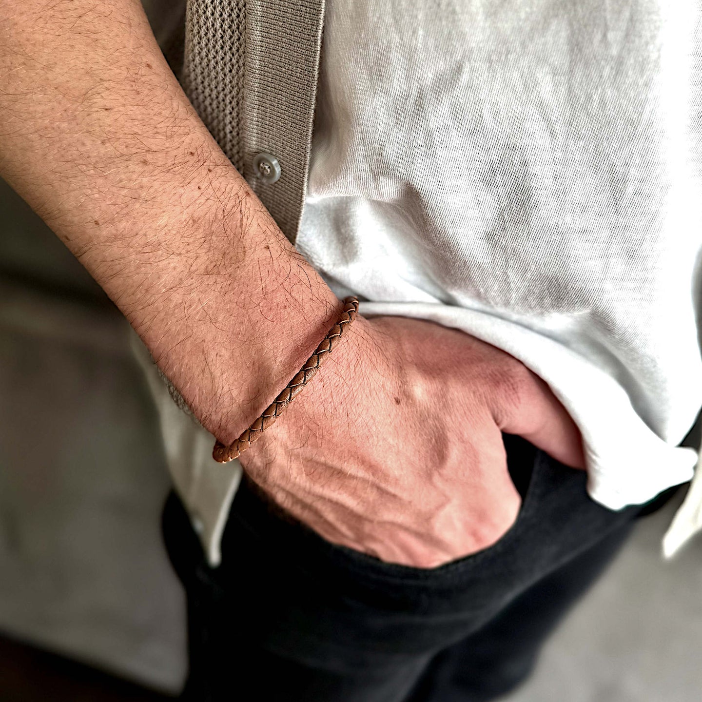 Deserton - 4mm super soft Nappa leather bracelet in light brown