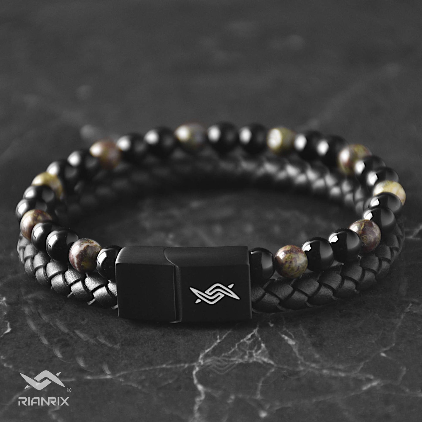 Draco - Genuine leather bracelet with dragon blood stone