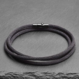 Dusk - 3mm triple-layer Milan rope bracelet in black-grey