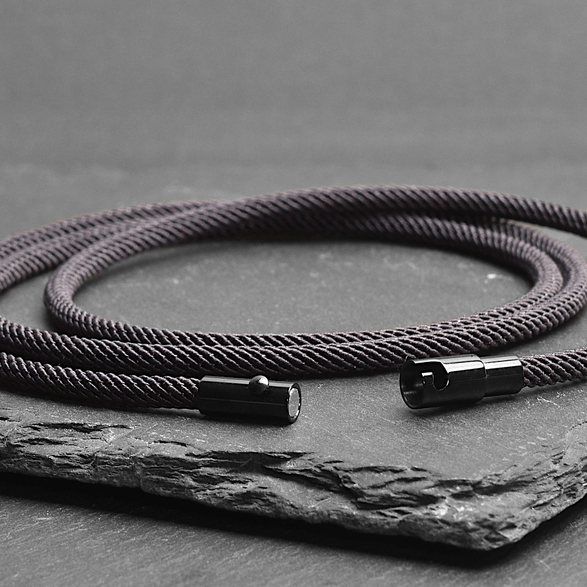 Dusk - 3mm triple-layer Milan rope bracelet in black-grey