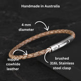 Felix - 4mm bolo genuine leather bracelet in antique green