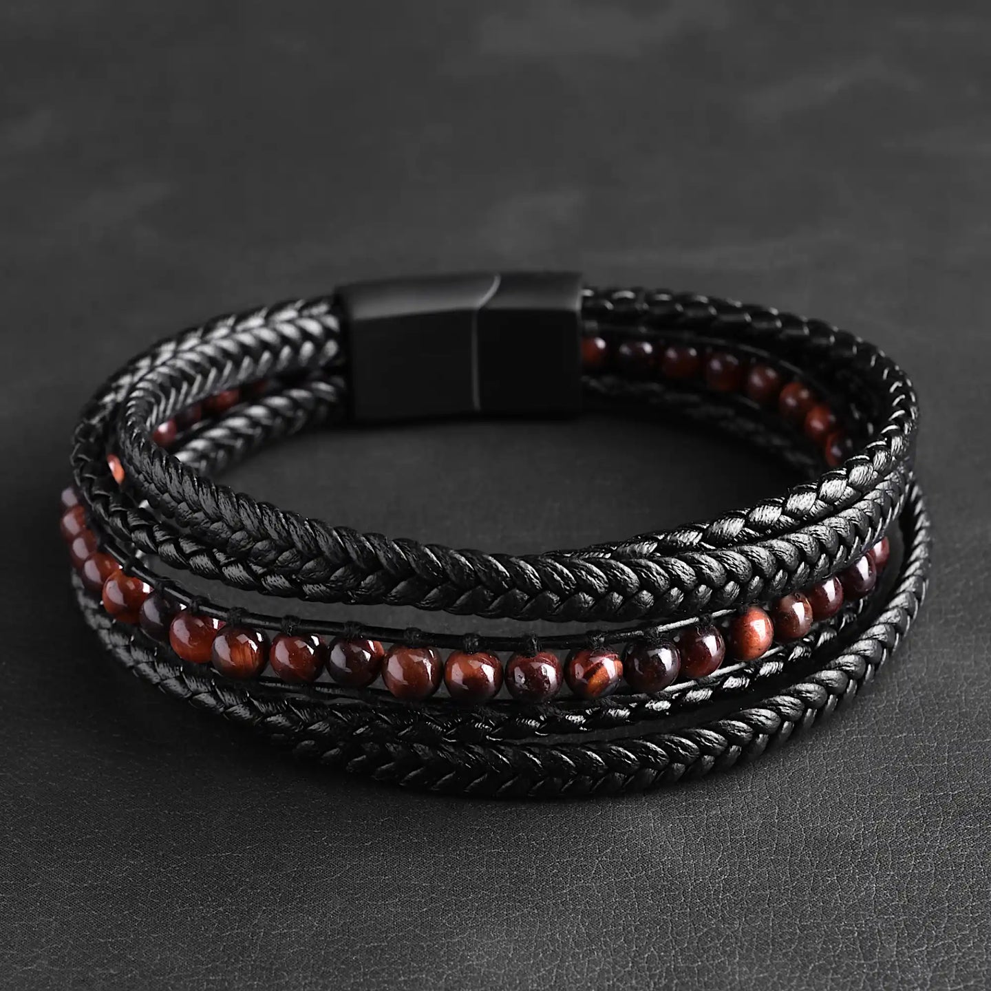 Matt — Red Tiger Eye Multi-Layer Bracelet