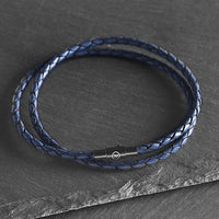 Nero - 3mm genuine leather bracelet in navy blue