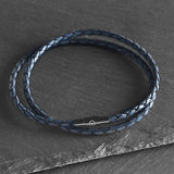 Nero - 3mm genuine leather bracelet in navy blue