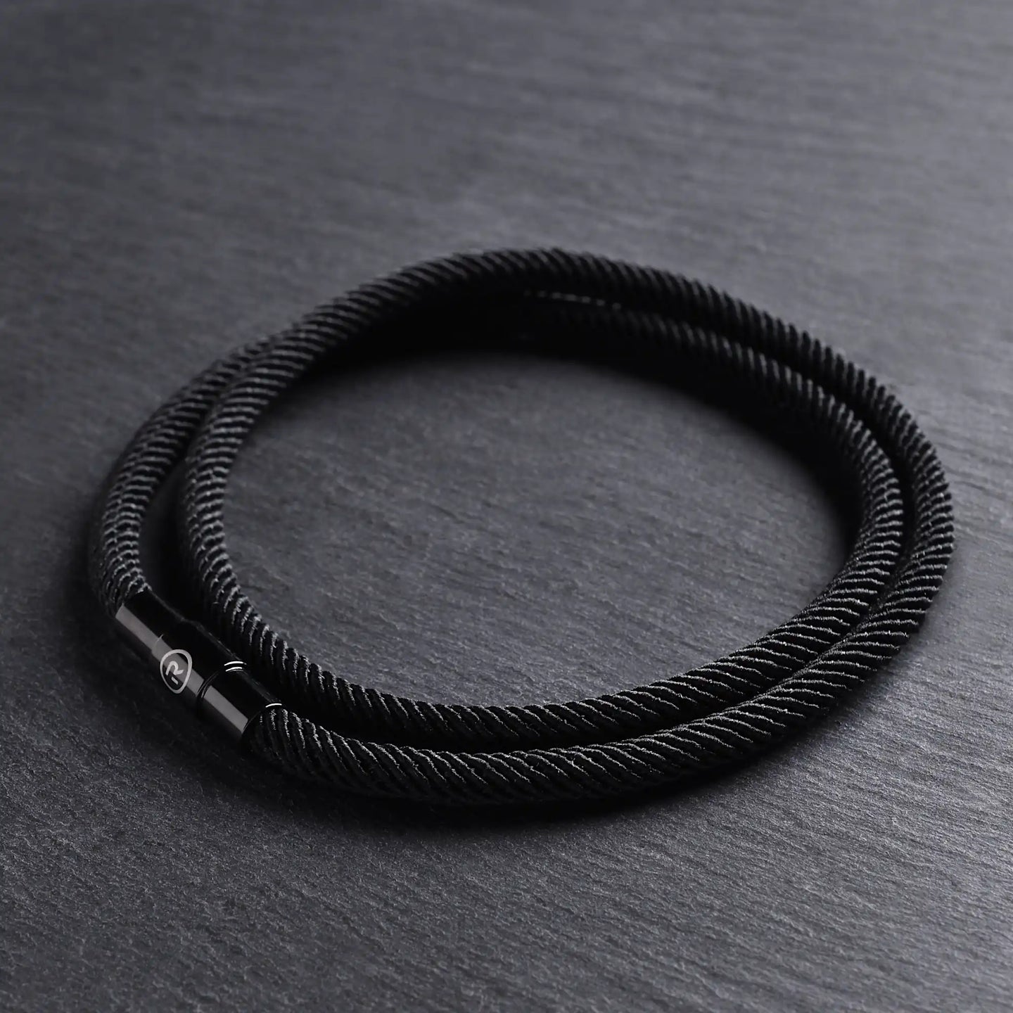 Noir - 4mm doube-layer Milan rope bracelet in true black