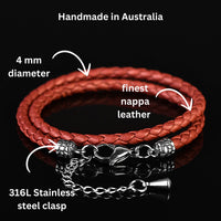 Oakflare - 4mm double layer Nappa leather bracelet in mahagony