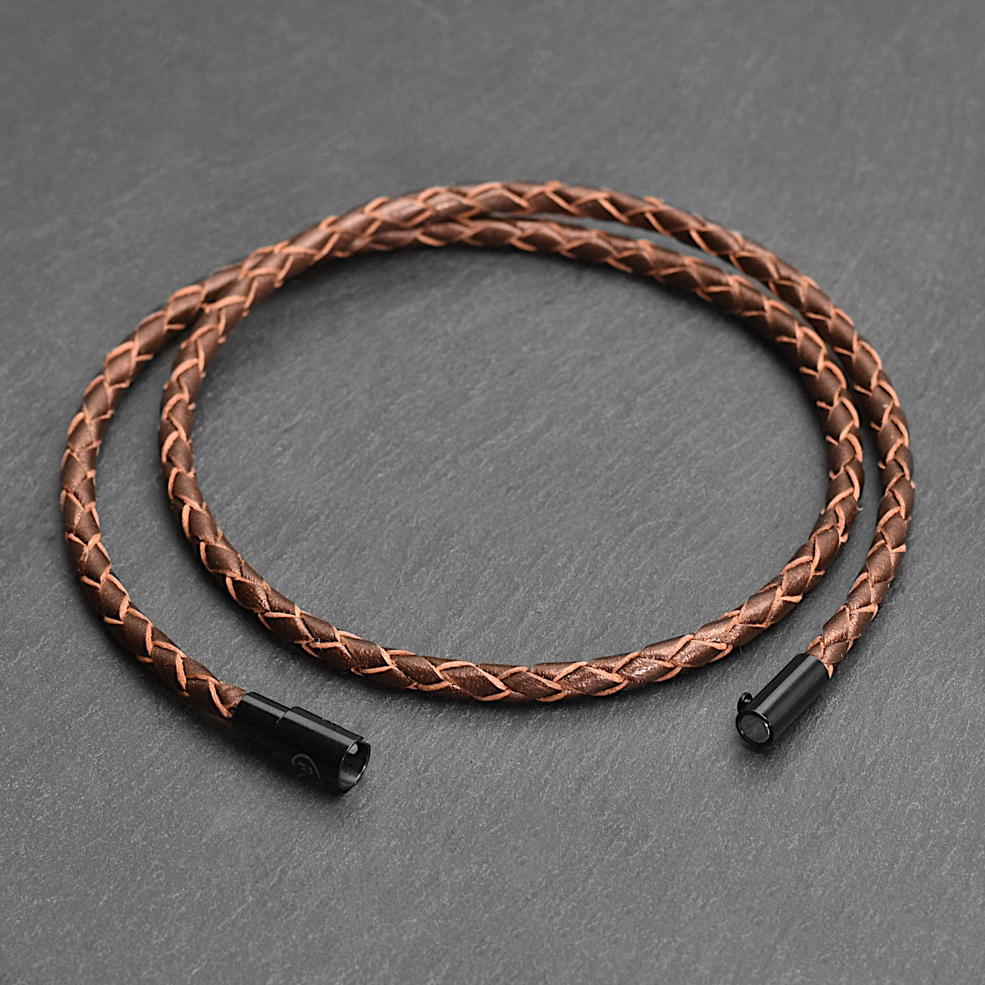 Orion - 3mm genuine leather bracelet in brown metallic