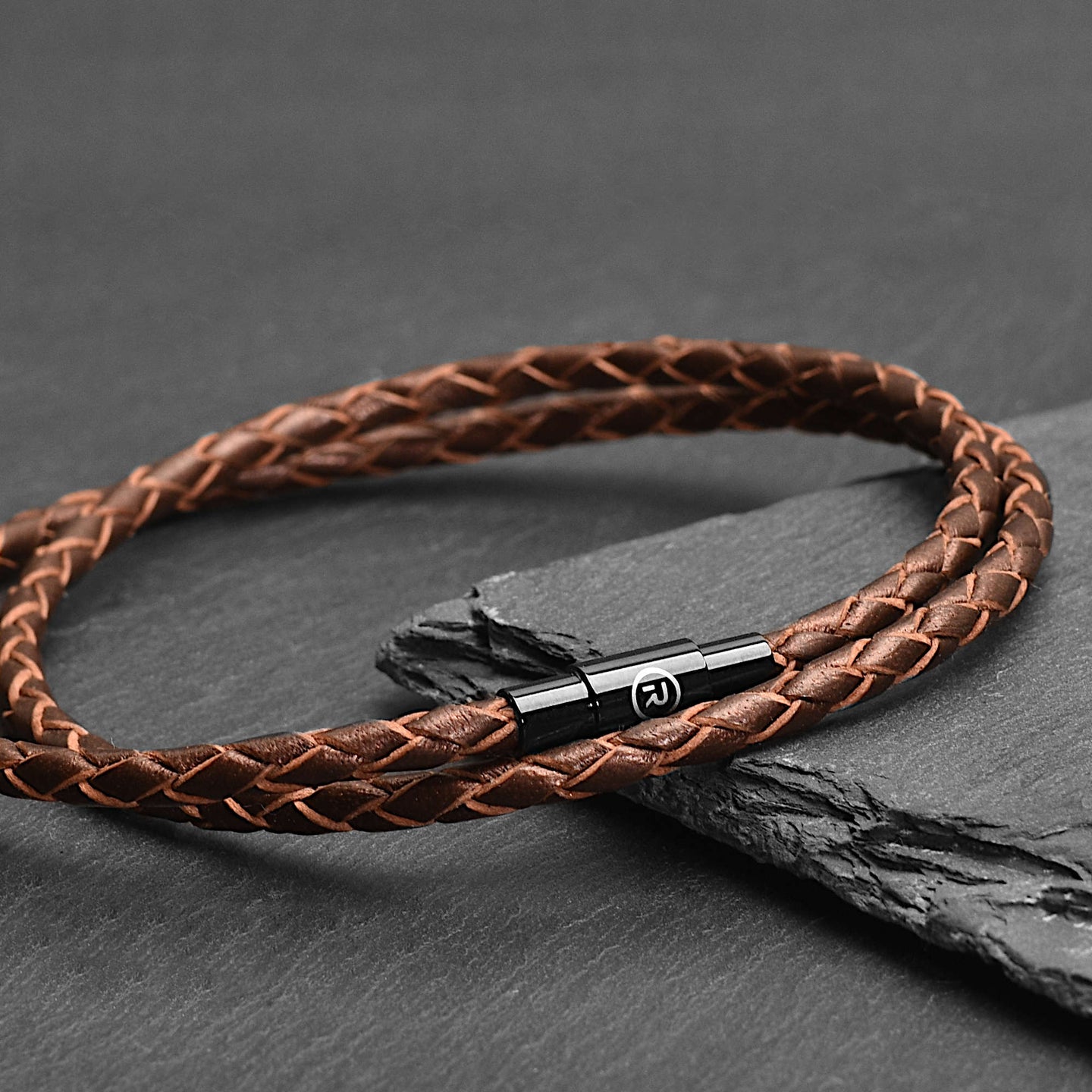 Orion - 3mm genuine leather bracelet in brown metallic