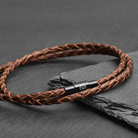 Orion - 3mm genuine leather bracelet in brown metallic