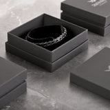 Parker - Single-layer leather bracelet with fishbone pattern in giftbox