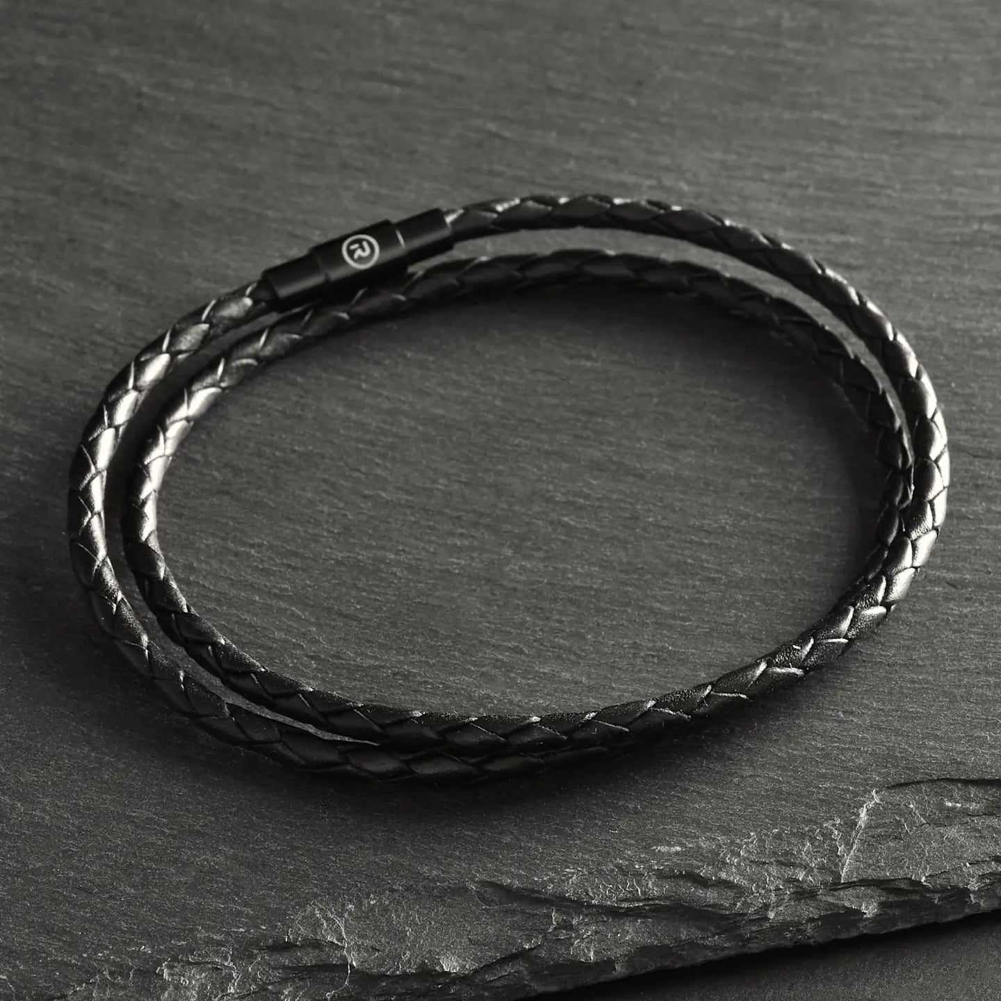 Rafe - 3mm genuine leather bracelet in black