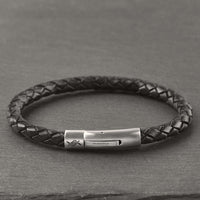 Raven - 6mm bolo genuine leather bracelet in classic black