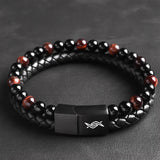 Redeye - Leather bracelet with red tiger-eye stone