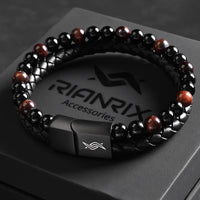 Redeye - Leather bracelet with red tiger-eye stone