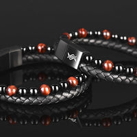 Redeye - Genuine leather bracelet with red tiger-eye stone