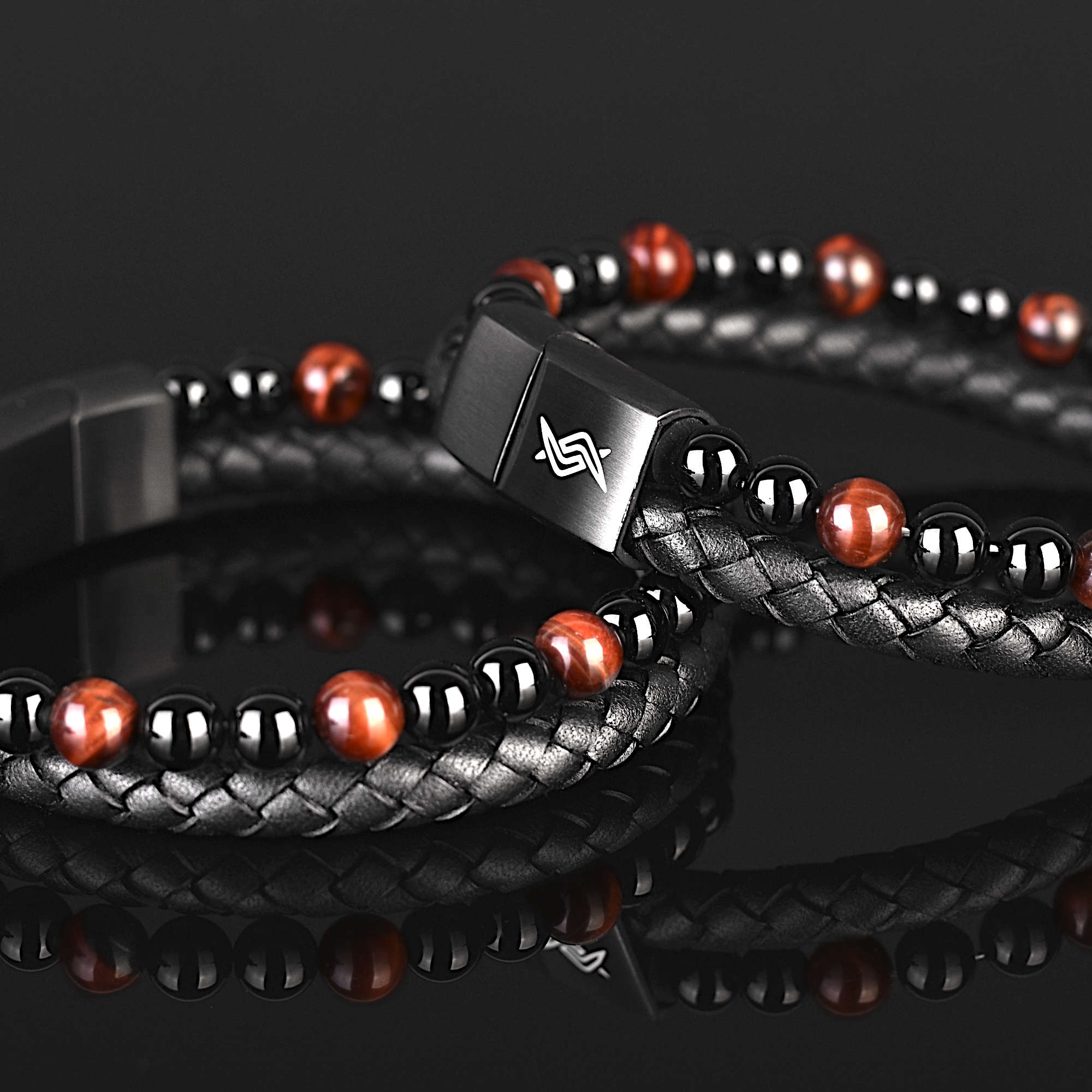 Redeye - Genuine leather bracelet with red tiger-eye stone