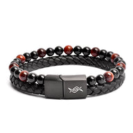 Redeye - Genuine leather bracelet with red tiger-eye stone
