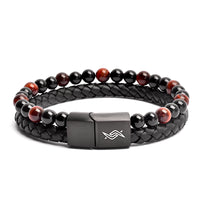 Redeye - Genuine leather bracelet with red tiger-eye stone