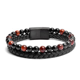 Redeye - Genuine leather bracelet with red tiger-eye stone
