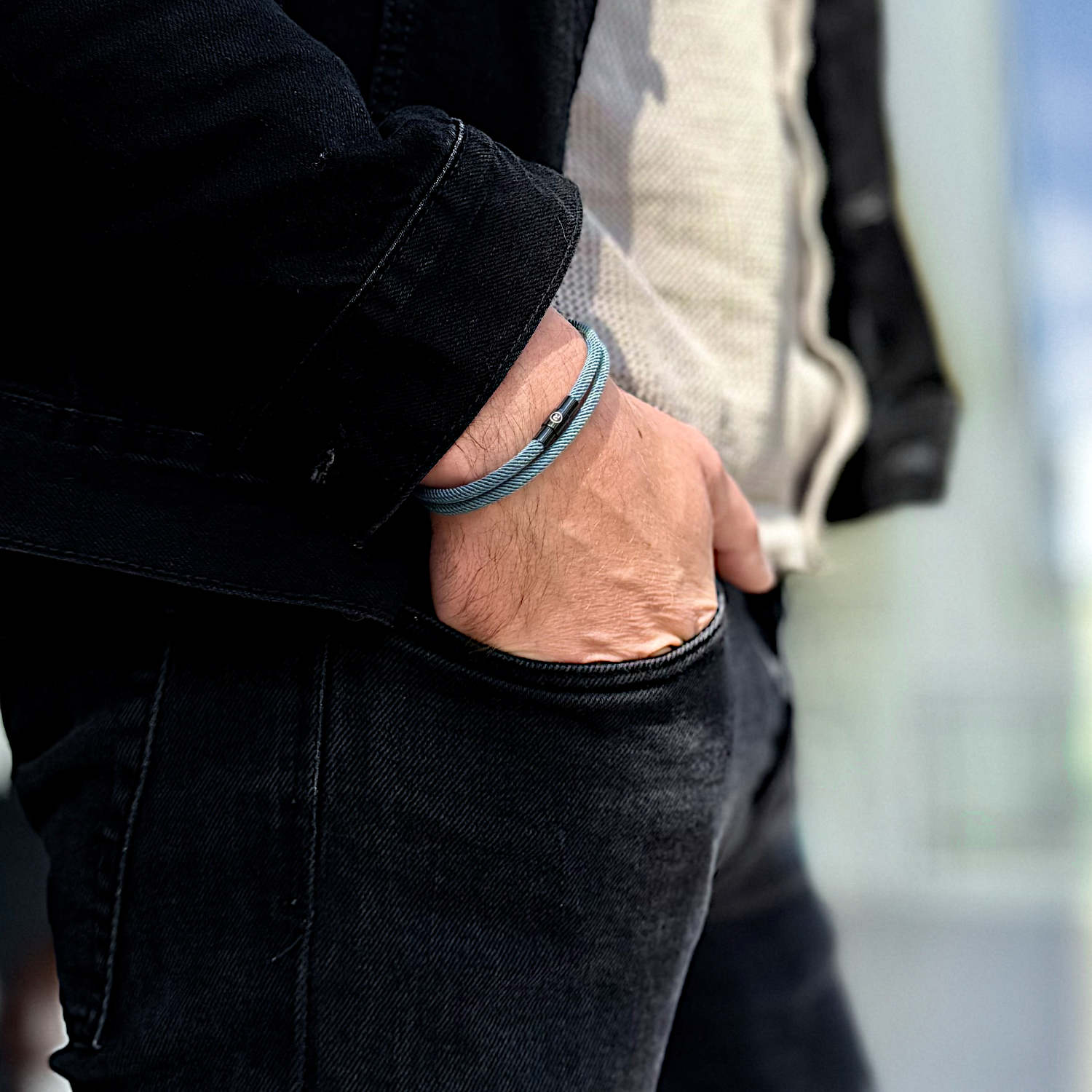 Reed - 4mm doube-layer Milan rope bracelet in blue gray
