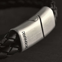 Rhys – 6mm Premium Double-Layer Leather Bracelet (Classic Black)
