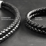 Rhys – 6mm Premium Double-Layer Leather Bracelet (Classic Black)
